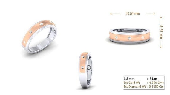 mujer anillo 080 oro joya joyería plata imprimible diamante Moda Boda solitario banda Pareja anillos 3d print model - Mito3D