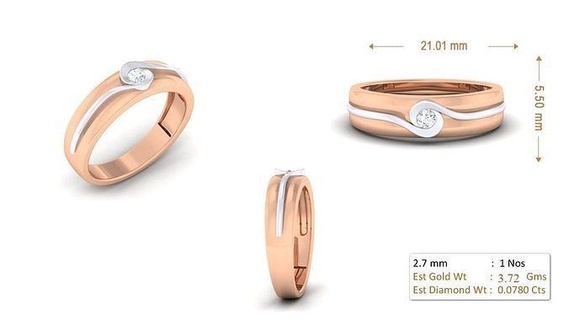 mulheres anel 092 ouro jóia joalheria prata imprimível diamante mulher moda Casamento solitário banda casal argolas 3d print model - Mito3D