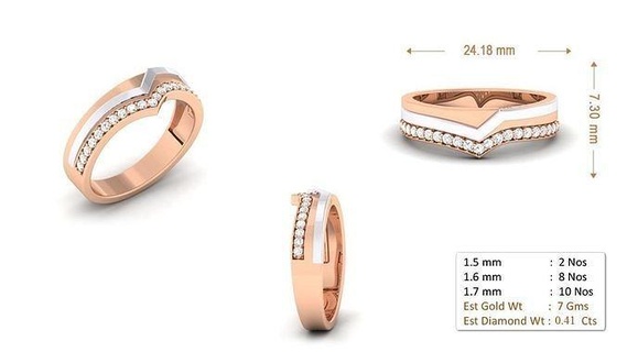 mulheres anel 106 ouro jóia joalheria prata imprimível diamante mulher moda Casamento solitário banda casal argolas 3d print model - Mito3D