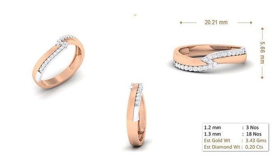 mulheres anel 109 ouro jóia joalheria prata imprimível diamante mulher moda Casamento solitário banda casal argolas 3d print model - Mito3D
