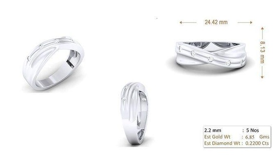 mulheres anel 122 ouro jóia joalheria prata imprimível diamante mulher moda Casamento solitário banda casal argolas 3d print model - Mito3D