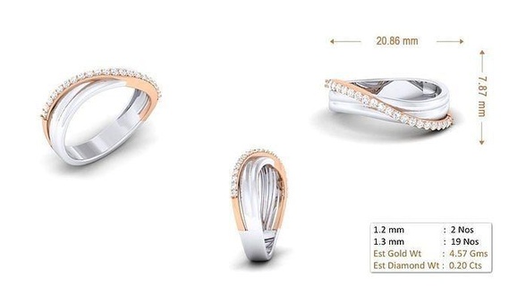 mujer anillo 125 anillo oro joya joyería joyería joya plata imprimible diamante mujer Moda Boda solitario banda Pareja anillos 3d print model - Mito3D
