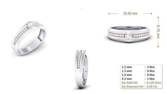 mulheres anel 129 ouro jóia joalheria prata imprimível diamante mulher moda Casamento solitário banda casal argolas 3d print model - Mito3D