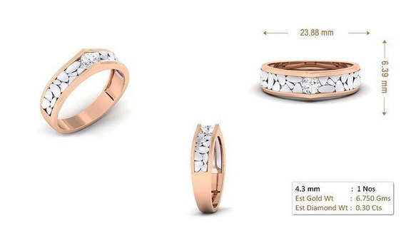 mulheres anel 131 ouro jóia joalheria prata imprimível diamante mulher moda Casamento solitário banda casal argolas 3d print model - Mito3D