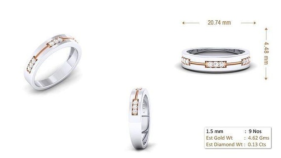 mulheres anel 152 ouro jóia joalheria prata imprimível diamante mulher moda Casamento solitário banda casal argolas 3d print model - Mito3D