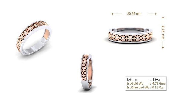 mulheres anel 158 ouro jóia joalheria prata imprimível diamante mulher moda Casamento solitário banda casal argolas 3d print model - Mito3D