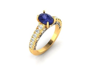 mujer oval roca anillo 3dm joyería joya banda boda oro diamante aureola anillos abultar colección solitario compromiso 3d print model - Mito3D