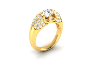 frauen ring 3dm ringe solitär sterling druckbar diamant platin brillant hochzeit engagement juwel schmuck silber weiß gold wertvoll 3d print model - Mito3D