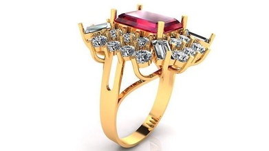 mujer anillo 54 Esmeralda junquillo diamante jaula estilo joyería joya señoras anillos oro Moda solitario Boda compromiso imprimible lujo bandas Estados Unidos Canadá Europa 3d print model - Mito3D
