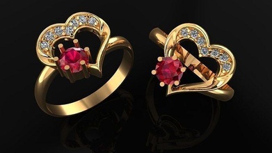 mujer anillo 74 hermoso corazón forma diamante compromiso joyería joya señoras anillos oro Moda solitario Boda imprimible lujo bandas Estados Unidos Canadá Europa canalla 3d print model - Mito3D