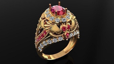 women ring 83 weight antique style cluster jewelry ladies rings gold fashion solitair diamond wedding engagement printable luxury bands usa canada europe cad ruby sapphire precious 3d print model - Mito3D