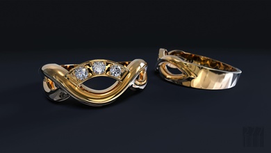 women ring form braids diamonds jewelry fashion stereolithography pattern luxury ornament design gemstone jewellery wax printable style print gem jewel diamond rings 3d print model - Mito3D