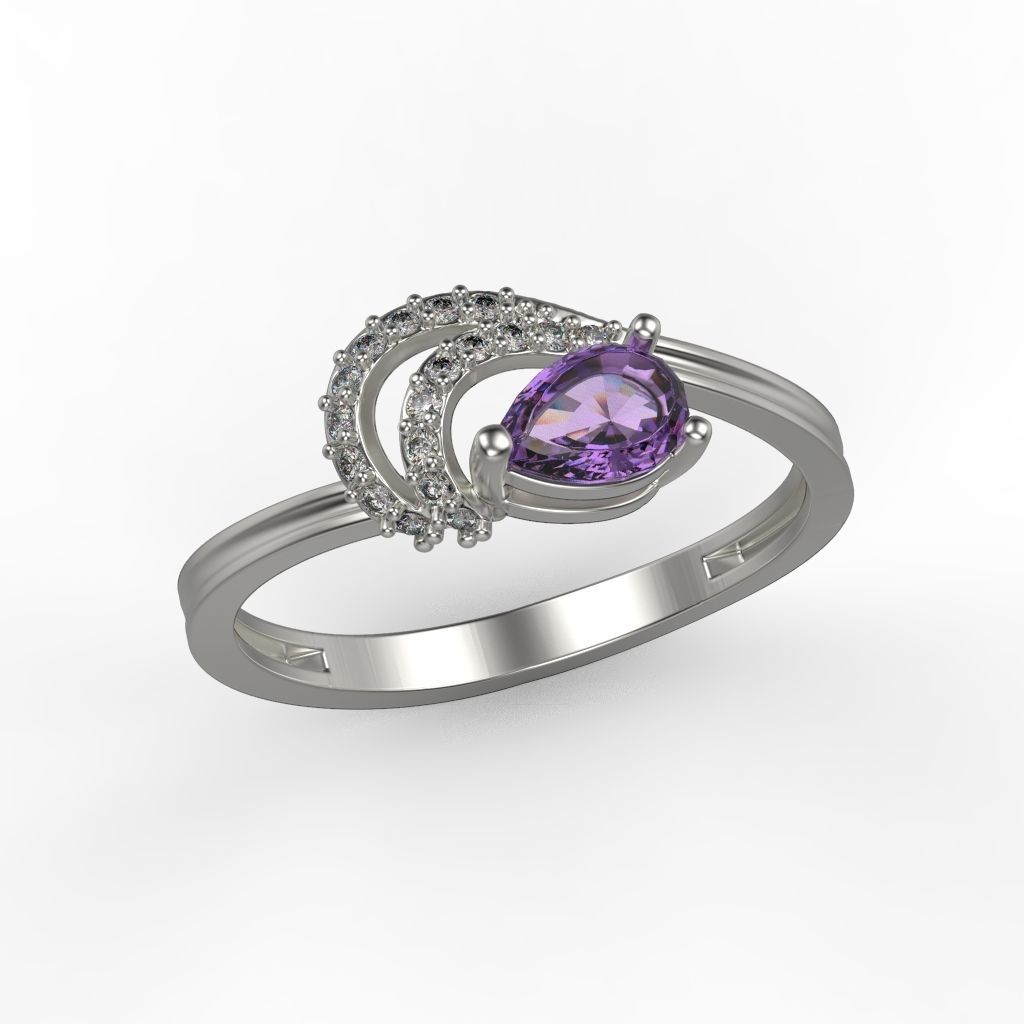 women ring gems 3dm stl design diamond engagement gem gold jewel jewelry jewellery printable silver stone wedding rings 3D print model - Mito3D