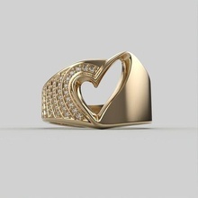 mujer anillo corazón diamantes 3dm stl símbolo joyería joya enamorado amor plata imprimible capital oro boda diamante gemas anillos 3d print model - Mito3D
