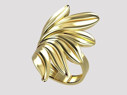 KADIN yüzük Yaprak r00083 mücevher altın gümüş yazdırılabilir moda sterlin beyaz parlak elmas safir takı bilezik vintag giyim düğün nişan kolye yüzükler 3d print model - Mito3D