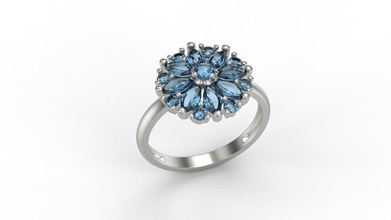 mujer anillo marquesa gemas 3dm stl canalla anillos joyería joya oro plata imprimible diamante boda moda libra esterlina platino prototipos compromiso 3d print model - Mito3D