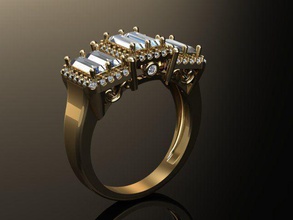 Damen-ring keine 04 Schmuck Juwel gold Hochzeit Silber bedruckbar ist genial Mode-Schönheit sterling engagement ring shayeste design rhino drucken brillant baguette Platin engagem Ringe 3d print model - Mito3D