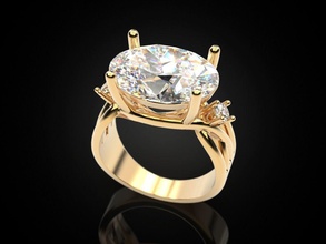 donne anello ovale gioielli classico diamante oro stampabile donna di stampa 3dprinted anelli il design d'oro moda printabl la prototipazione argento 3d print model - Mito3D