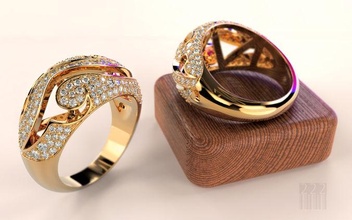 femmes bague motifs pierres 3d modèle or argent impression bijoux bijou cnc stl mode style diamant imprimable anneaux 3d print model - Mito3D