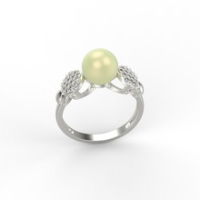 mujer anillo perla diamantes us tamaños 6 7 8 9 10 3dm stl diamante compromiso joya oro joyería imprimible plata 3d print model - Mito3D