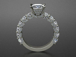 women ring print model jewelry luxury gem gold sterling silver jewel printable wedding round cut eternity rhino cad design shayeste diamond brilliant rings 3d print model - Mito3D