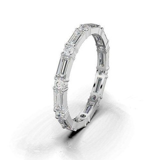 femmes bague rond baguette pierres 02 bijoux anneaux mariage engagement bande diamant solitaire argent bijou brillant gemme mode désherbage femme 3d print model - Mito3D