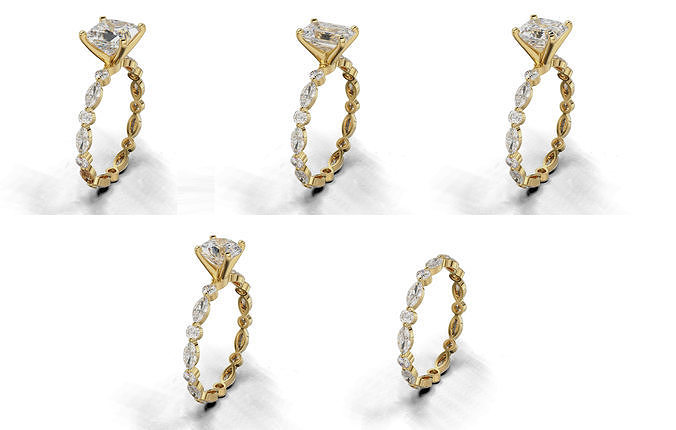 mulheres anel volta pedras marquês banda argolas prata solitário brilhante Casamento diamante faixa capina feminino joalheria 3D print model - Mito3D
