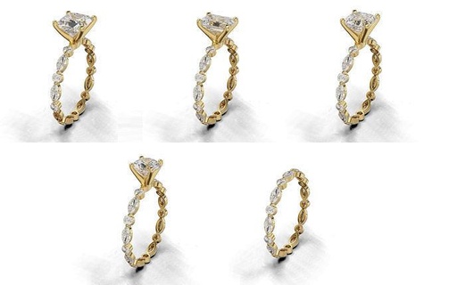 KADIN yüzük yuvarlak taşlar marki grup yüzükler gümüş Solitaire parlak düğün elmas ayıklama bandı kadın takı 3d print model - Mito3D