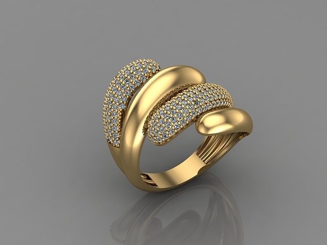 mujer anillo roca 3dm mezcla impresión modelo diamantes oro anillos joyería joya diseño plata imprimible moderno moda fusión cuadrícula belleza arte libra esterlina brillante 3D print model - Mito3D