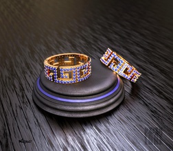 femmes bague pierres motifs or argent brillant luxe ornement conception gemme bijoux cire imprimable style mode impression diamant créativité anneaux 3d print model - Mito3D