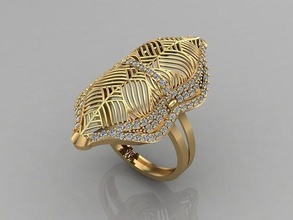 mujer anillos roca 3dm 16 anillo diamantes oro joyería joya diseño plata imprimible moderno moda fusión cuadrícula belleza arte libra esterlina regalo brillante 3d print model - Mito3D