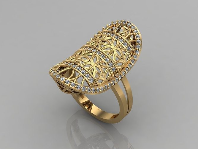 frauen ringe stein 3dm 7 ring diamant gold damenringe schmuck design silber druckbar modern mode verschmelzung gitter schönheit kunst sterling geschenk leuchtenden 3D print model - Mito3D