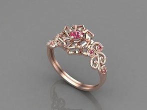 women rings stone mix group 3dm 13 engagement wedding ring diamondring gold womenrings jewelry design silver printable modern fashion fusion grid beauty sterling womenring render 3d print model - Mito3D