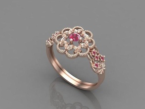 women rings stone mix group 3dm 19 engagement wedding ring diamondring gold womenrings jewelry design silver printable modern fashion fusion grid beauty sterling womenring render 3d print model - Mito3D