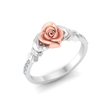 femmes rose bague 3dm stl rendre mariage engagement bijou bijoux imprimable diamant argent or anneaux cocktail rosering l'amour valentin 3d print model - Mito3D