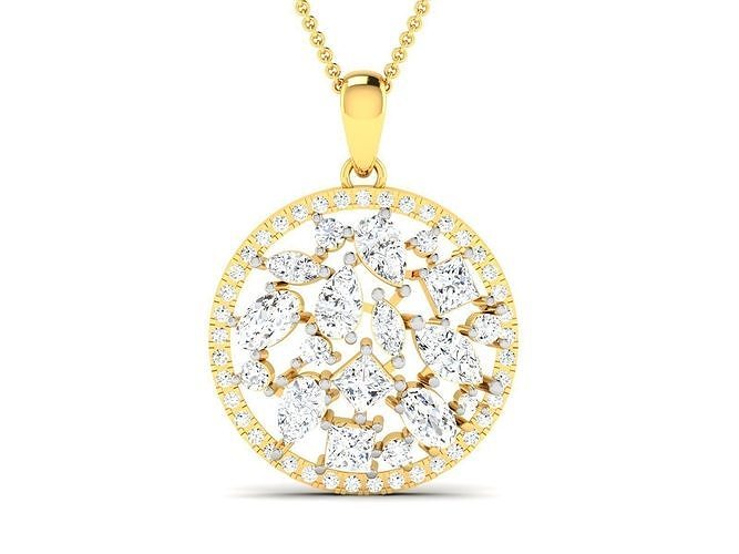 mujer redondo colgante pendiente dimond 3dm detalles collar joyería diamante plata oro joya Boda compromiso muchachas regalo clásico colgantes 3D print model - Mito3D