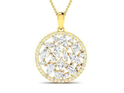 women round pendant dimond 3dm render details necklace jewellery diamond silver gold jewelry wedding engagement girls gift classic pendants 3d print model - Mito3D