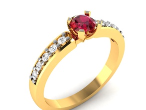 mujer rubí banda anillo 3dm anillos solitario imprimible diamante platino brillante Boda compromiso joya joyería oro novia matrimonio piedra preciosa 3d print model - Mito3D