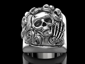 le donne skull ring gioielli di stampa 3dprinted stampabile anelli il design anello gioiello d'oro moda printabl la oro prototipazione argento biker uomini uomo cranio 3d print model - Mito3D