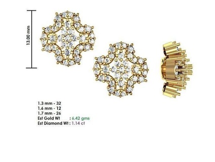 women solitaire diamond earrings jewel hoopsandhuggies luxury studs jewelry wedding engagement jewellery printable gold drop long 3d print model - Mito3D