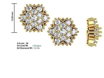 KADIN Solitaire elmas küpe mücevher çemberler lüks çiviler takı düğün nişan yazdırılabilir altın düşürmek uzun 3d print model - Mito3D