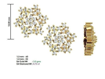 KADIN Solitaire elmas küpe mücevher çemberler lüks çiviler takı düğün nişan yazdırılabilir altın düşürmek uzun 3d print model - Mito3D