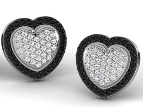 femmes solitaire diamant cœur boucle d'oreille bijoux argent imprimable or bague bijou engagement platine gemme mode beauté engagem boucles d'oreilles bracelet 3d print model - Mito3D