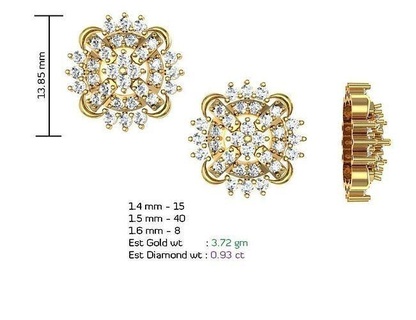 KADIN Solitaire küpe mücevher çemberler lüks çiviler takı düğün nişan yazdırılabilir altın düşürmek uzun elmas 3d print model - Mito3D