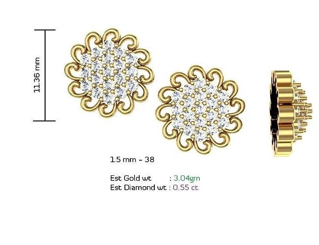donne solitario orecchini gioiello hoopsandhuggies lusso borchie gioielleria nozze Fidanzamento stampabile oro far cadere diamante 3D print model - Mito3D