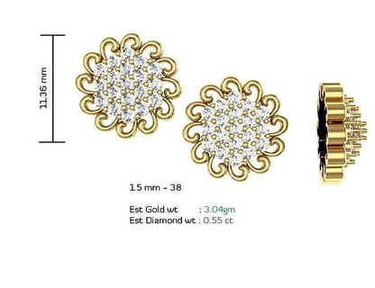 donne solitario orecchini gioiello hoopsandhuggies lusso borchie gioielleria nozze Fidanzamento stampabile oro far cadere diamante 3d print model - Mito3D