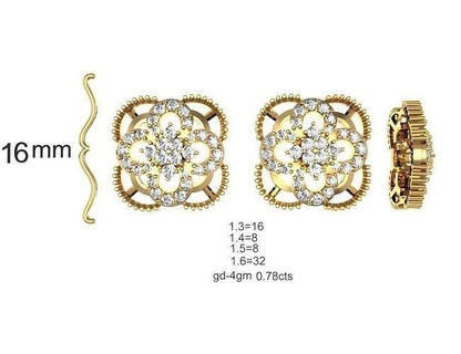 women solitaire earrings jewel hoopsandhuggies luxury studs jewelry wedding engagement jewellery printable gold drop long diamond 3d print model - Mito3D