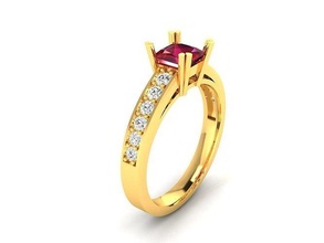 women solitaire engagement wedding princess stone ring jewelry platinum gold gem jewel diamond printable 3d silver fashion beauty brillant ruby rings 3d print model - Mito3D