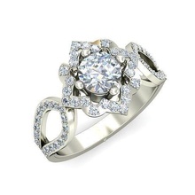 mulheres casamento noivado torcido anel argolas solitário esterlina imprimível diamante platina brilhante jóia jóias prata joalheria delicado luz ouro branco 3d print model - Mito3D