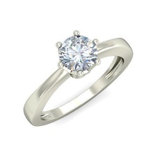 donne solitario Fidanzamento nozze squillare anelli sterlina stampabile diamante platino brillante gioiello gioielleria argento delicato luce oro bianca 3d print model - Mito3D